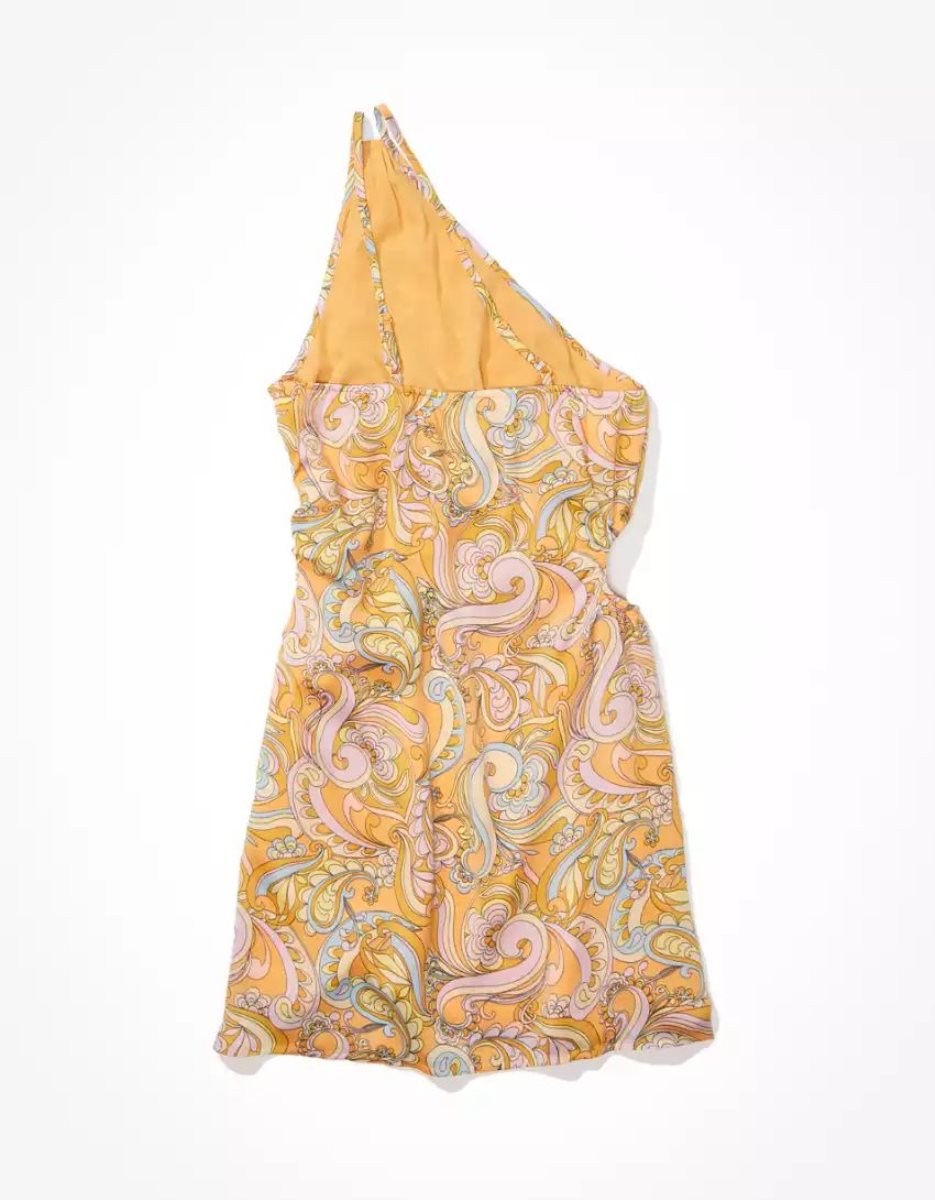 Mini Robe American Eagle AE Paisley One Shoulder Cut-Out Orange Femme | ZSW-24427469